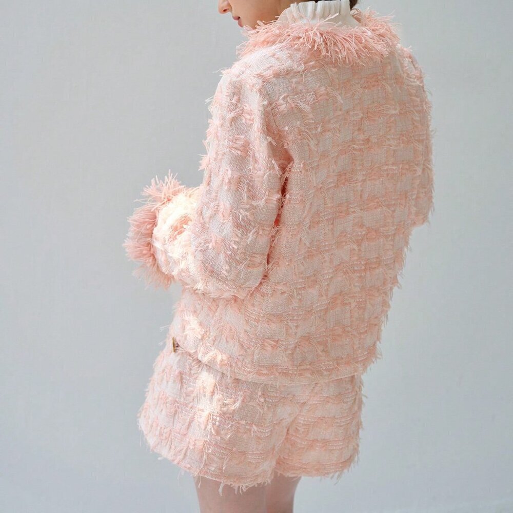 Pink Preppy Women's Faux Fur Patchwork Pocket Elegant Long Sleeve Regular Coat - Picture 2 of 5